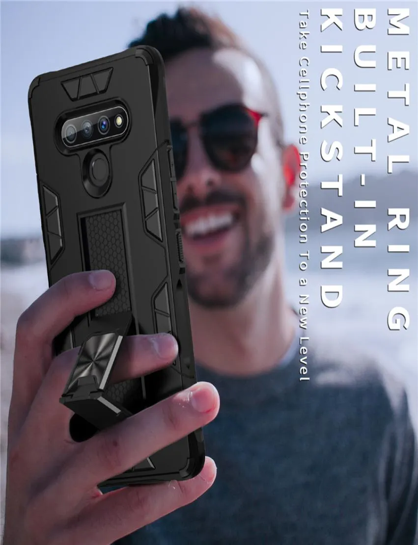 2 in 1 Bumper Rugged Armor Magnetic Case for LG Stylo 6 Business Type Plain Shockproof Finger Ring Holder Hybrid Back Cover Etui6457315