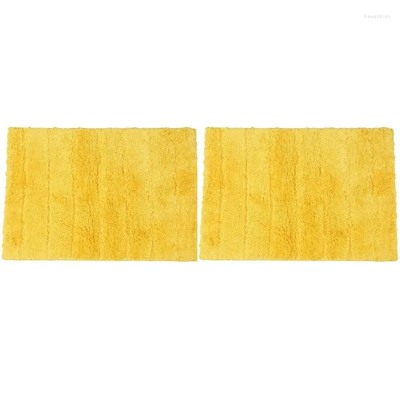 Badmatten 2x Teppich absorbierende nicht rutsche europäische T-Strip-Badezimmermatte Teppich-Heimtür 45 x 65 cm Gelb