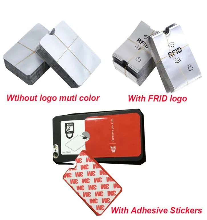 Alumínio Anti RFID Bloqueio de bloqueio de cartão de crédito Titulares Id Proteção de proteção Sacos com adesivos adesivos 6292cm4537891