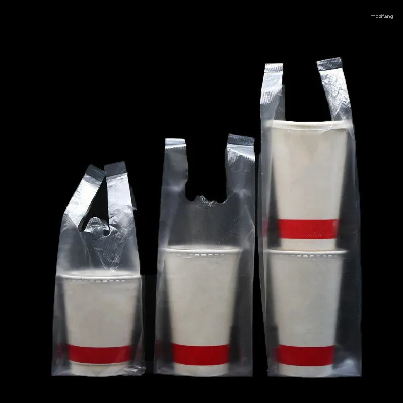 Storage Bags 3000Pcs/Lot Single Cup Pocket Plastic Transparent Portable Handle Sack Coffee Milk Tea Drink Disposable Pouch