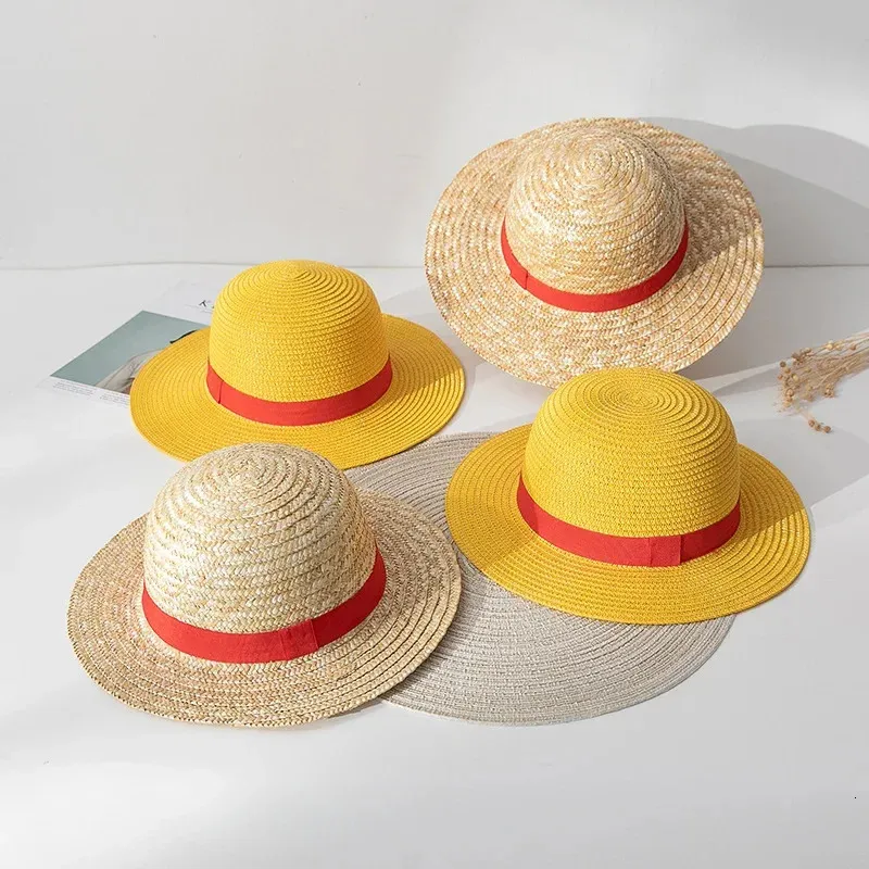 Luffy Straw Hat Anime Cartoon Cosplay Caps Accessories Summer Sun Hat Sunshade Parent-Child Hat Luffy Hat for Women Men 240412
