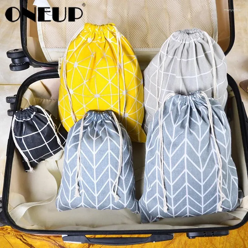 Storage Bags ONEUP Drawstring Cotton Handbag Clothing Shoes Sundries Organizer Clothes Bag Home Accessories