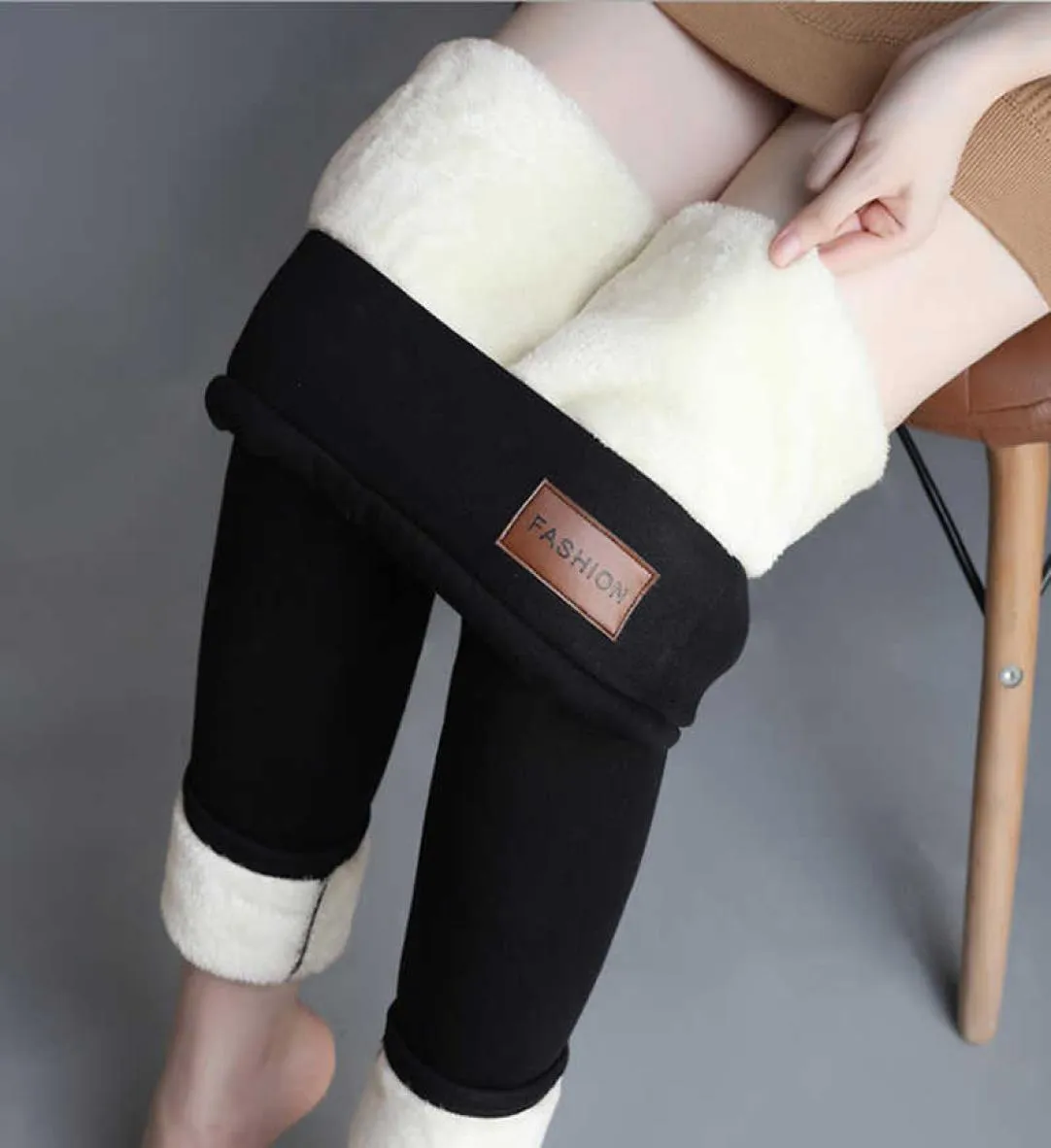 Women Winter Warm Leggings Superthick High Stretch Lamb Cashmere Leggins High Waist Skinny Trousers Plus Velvet Thicken Pants6388581