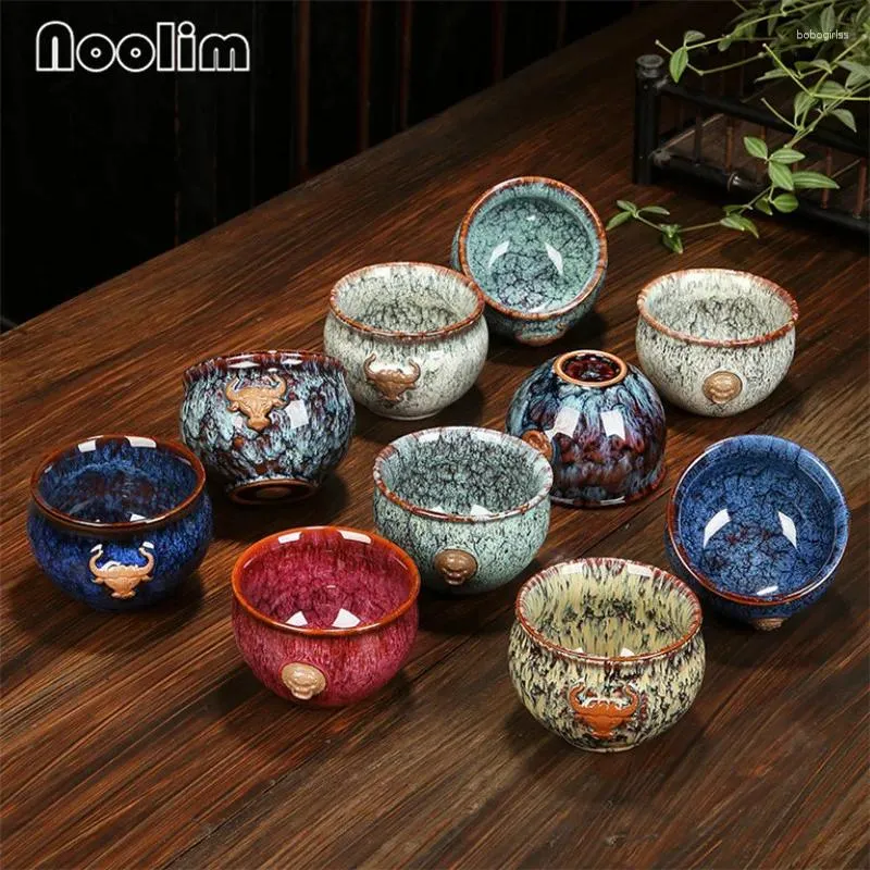 Koppar tefat keramiska ugn byte glaserade master te cup suet jade hand målade set kinesisk teaware kaffe mugg dricksvaror 120 ml