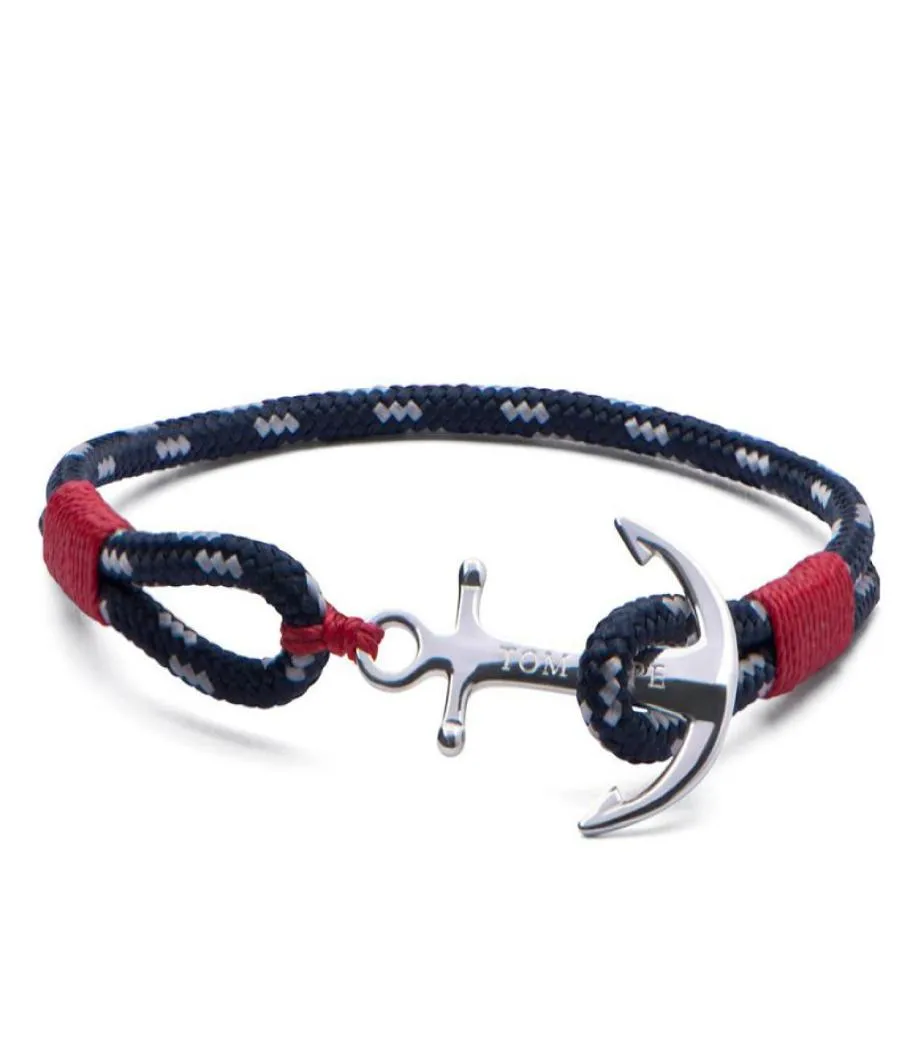 Tom Hope 4 Size Red Thread Chains Rostfritt stål Ankare Charms Armband med Box och Th013288191