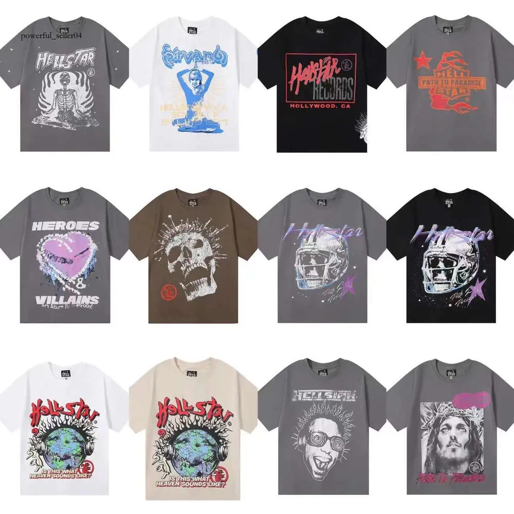 Hellstar Shirt Men's T-shirts Courte à manches courtes Men Femmes Streetwear Hip Hop Fashion T-shirt Hell Star Helstar Short 945