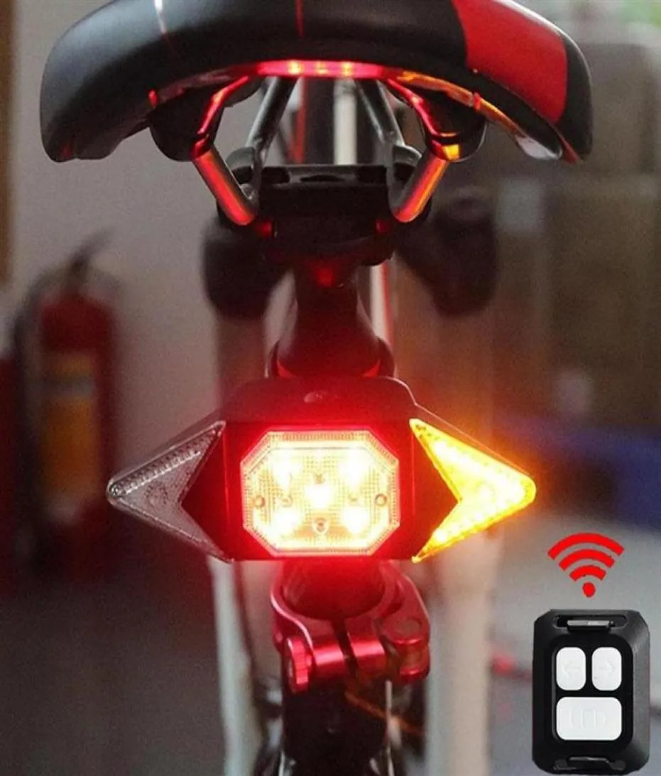 Lumières USB Signal de tour de tour de retour à cycle de virage à vélo de bicyclette de télécommande