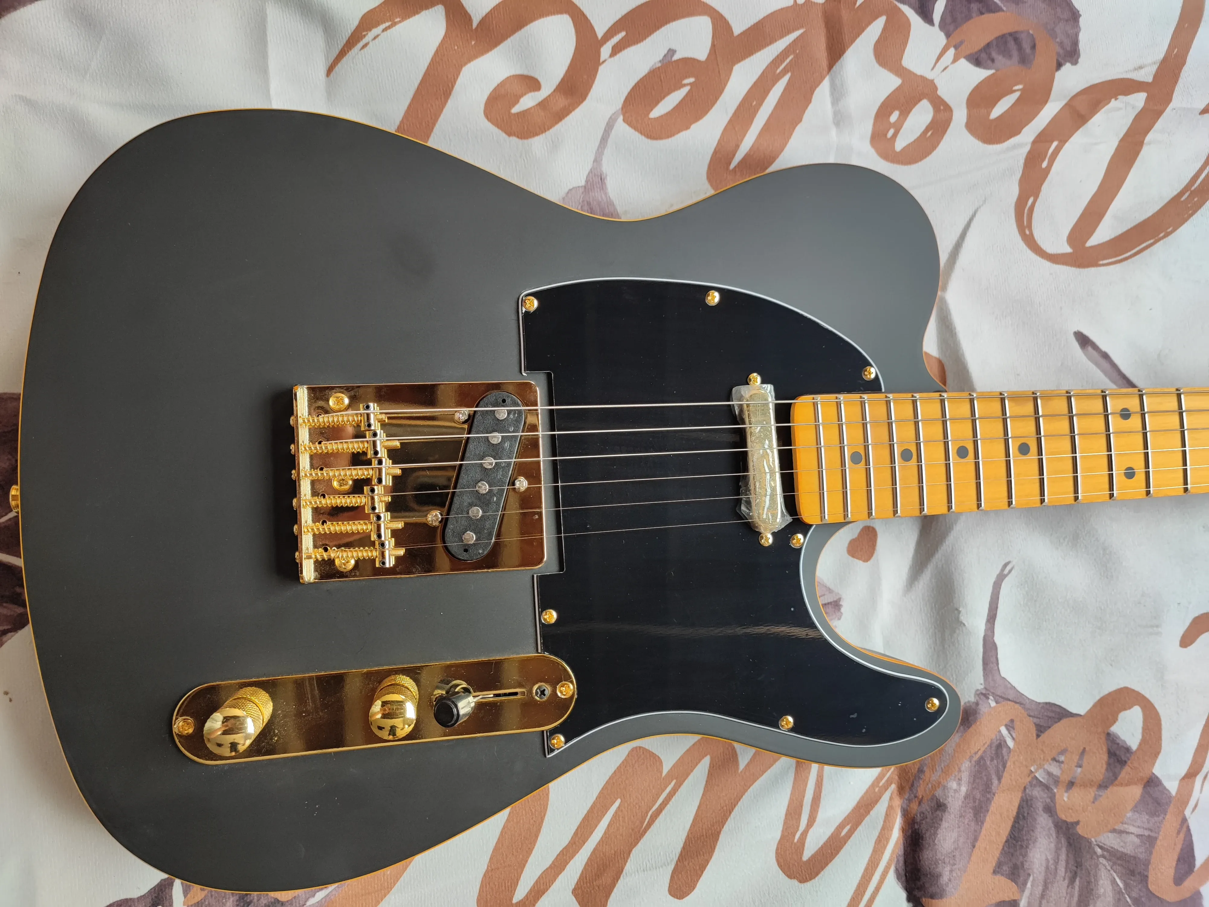 Gitaar zwart ebony tuning vork elektrisch gitaarpakket