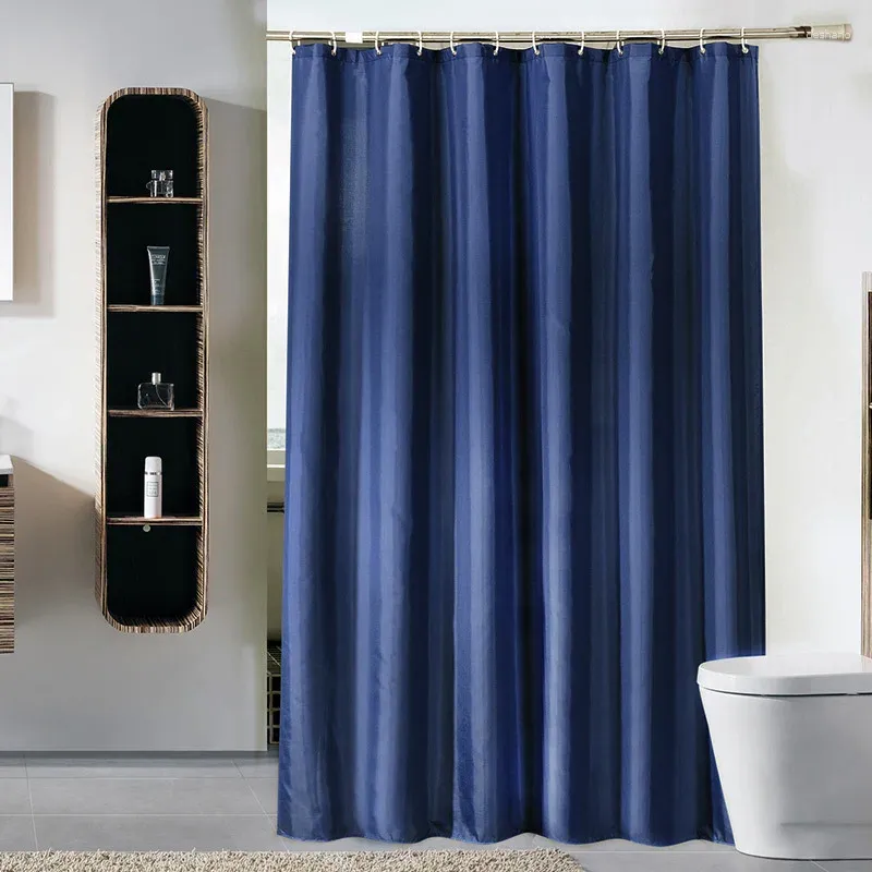 Shower Curtains Waterproof Bath Curtain Thicken Navy Blue Bathroom Mildew Proof With Hooks Decor