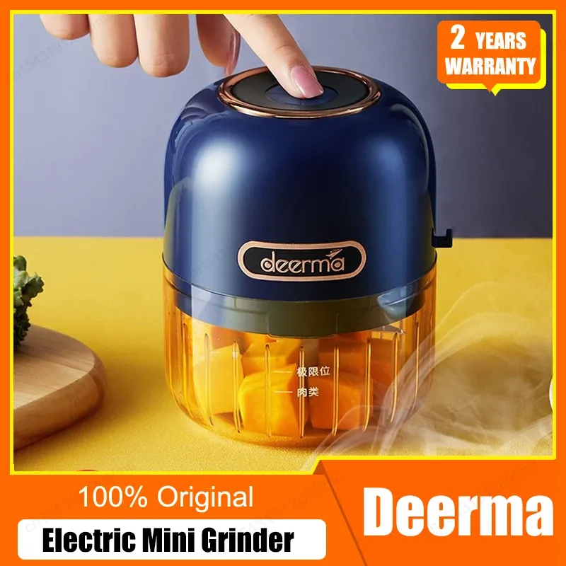 Blender Deerma Electric Grinder Mini Vitlökkvarn Small Malet Kött Vitlök Hushåll Vitlök Mixer Auxiliary Food Machine Puller