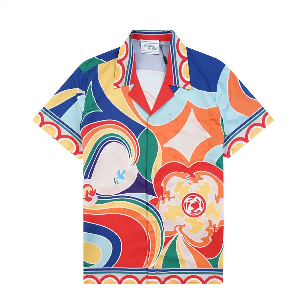 Zomer heren t-shirt ontwerper afdrukken knop Up Cardigan Casual losse versie polo korte mouw Hawaiian revers top mode heren zwemshirt serie strandhirt maat m-3xl #22