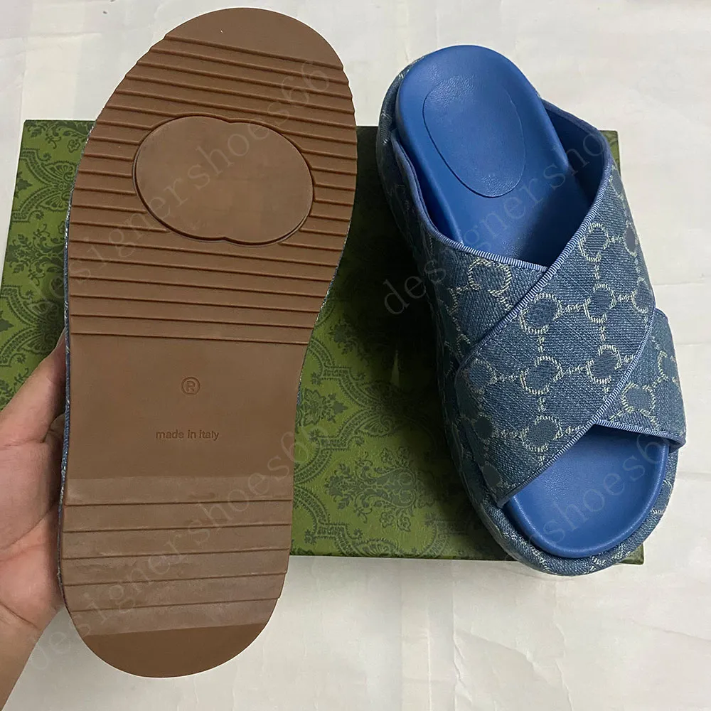 Bulk Luxury Designer Denim Platform Slide Sandals For Men And Women Light  Blue And Ivory Plated Slip Ons With Rubber Sole Size 35 45 Style 771560 At  Only $75.82 | DHgate.Com