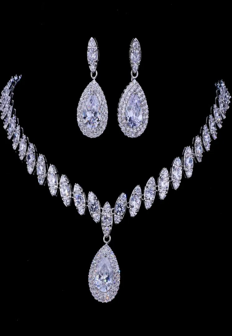 Emmaya Simulated Bridal Jewelry Sets Silver Color Necklace Sets 4 Colors Wedding Jewelry Parure Bijoux Femme Y2008101202370