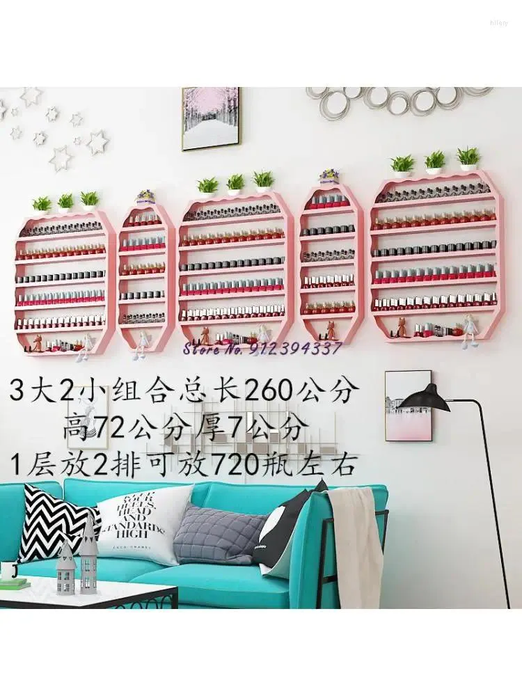 Dekorativa plattor Nordeuropeiska och amerikanska nagelbutik Polish Display Shelf Cosmetics Glue Wall Rack