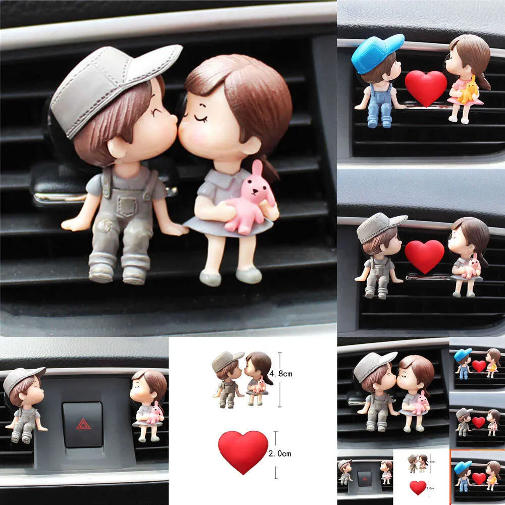2024 2024 adorabili boy girl coppia decorazione auto accessori per interni amanti dei cartoni animati per auto -aria clip cargo regalo decorazione automatica