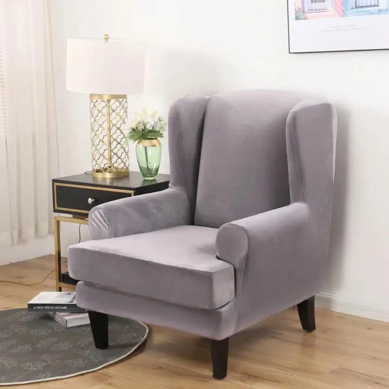 椅子は、固形灰色の温かい柔らかい居心地の良いベルベットマイクロファイバーソファカバープリントスリップカバーストレッチソファケースリビングルーム