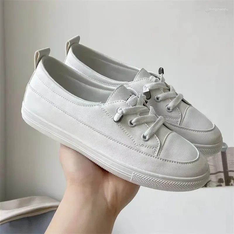 Casual Shoes Comemore Comfortable Women's Flat White Lace-up Summer Vulcanized Sneakers Ladies Light Soft Shallow Mouth Loafers