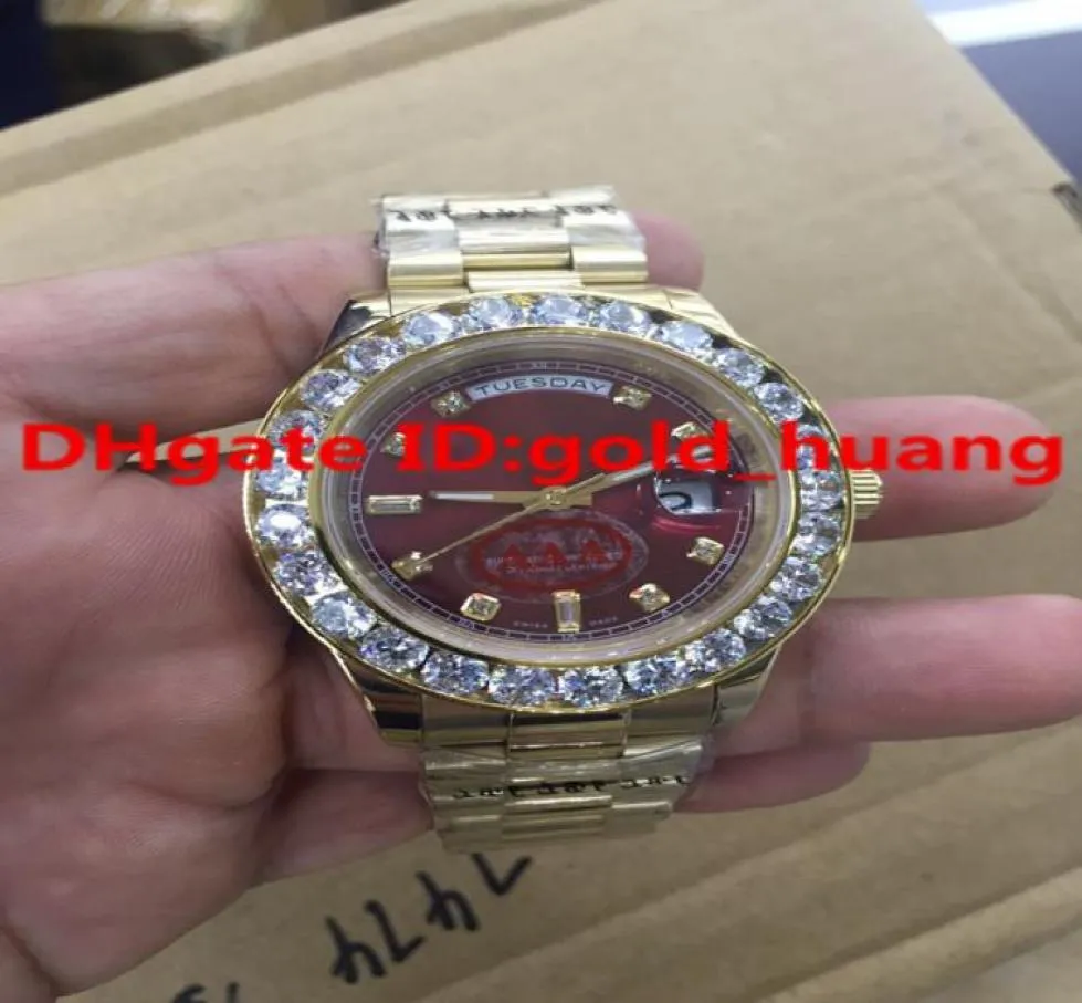 Luxus 43 mm Gold Big Diamond Mechanical Man Watch Blue Black Greenclaret Gules Zifferblatt Automatisch Edelstahl Männer039s WATC4369386