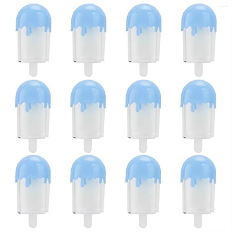 Enveloppe cadeau 12pcs Forme de crème glacée Boîte de bonbons Boîte à conteneurs Favors et cadeaux Supplies de mariage (bleu)