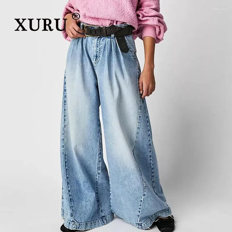سراويل جينز للسيدات Xuru-أوروبا وأمريكية متطفلة للنساء مثير الجودة عريض الساق عريضة الطول K5-6816