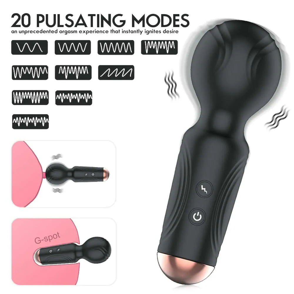 20 modos fortes mini av wand bullet vibrator para mulheres portátil impermeabilizador g-spot estimulador de clitóris adulto brinquedos sexy sexy