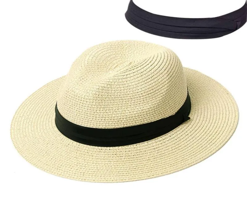 Cappello estivo Women Panama Paglie Cappello Fedora Beach Vacano largo cappelli da sole estivi casuali per donne8532912