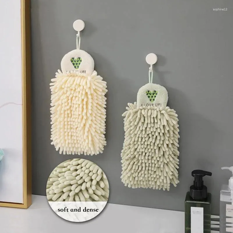 Serviette rectangle serviettes à main de la cuisine balle de salle de bain avec boucles suspendues microfibre absorbante douce sèche
