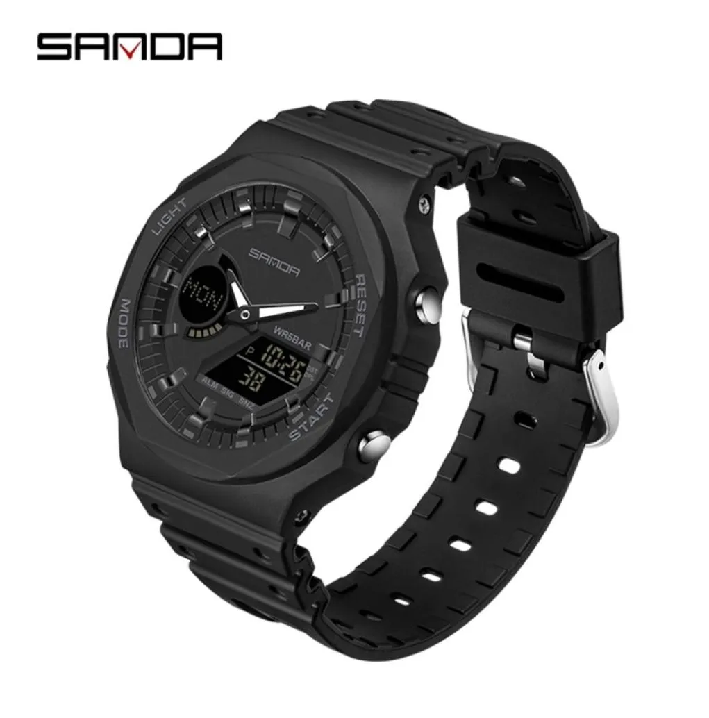 Sanda Casual Mens Watchs 50m Empleproof Sport Quartz Watch pour mâle sur-bracelet Digital G Style Shock Relogo Masculino 2205211559651