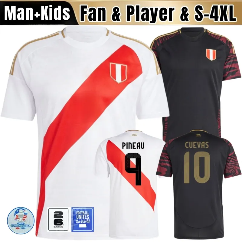 Peru Soccer Jerseys 2024 Home Away Copa Football Shirts Pizarro Farfan Cueva Eleccion Peruana Cuevas Solano Flores Cubillas Pineau Outdoor Apparel Men Kid Kit