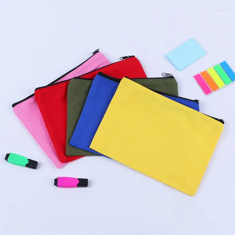 Сумки для хранения 300pcs 21x14cm 5 цветов Canvas Makeup Makeup Makepper Muct Pencil Case Blank Diy Craft Cosmetic для школы путешествий