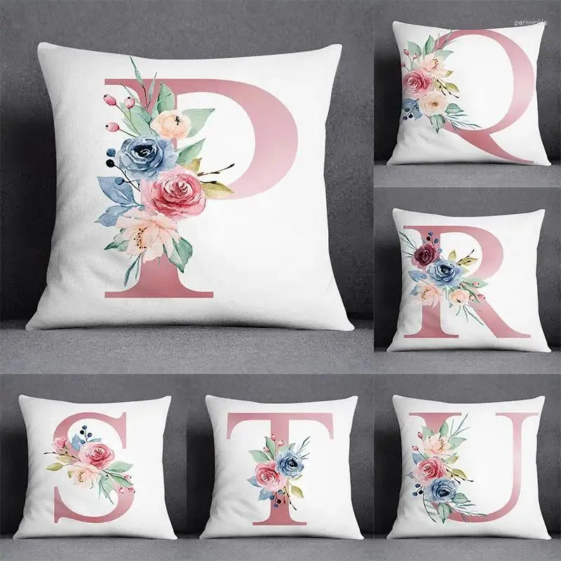 Travesseiro alfabeto floral padrão de travesseiro decorativo capa de escritório em casa