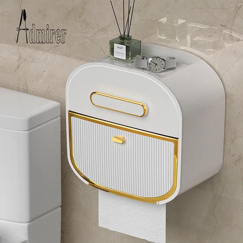 Handdukar pappershanddukhållare rullar papper lagring vattentät och super bärande multifunktion badrum lådan toaletttillbehör