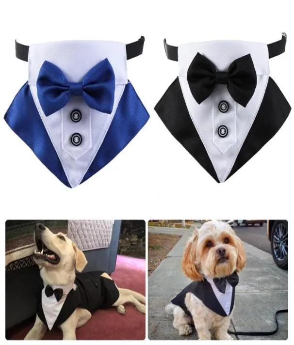 Piesowa odzież Tuxedo Suit i bandana Pet Pet Wedding Party Formalne koszulę muszki dla dużych średnich psów Golden Retriever6927434