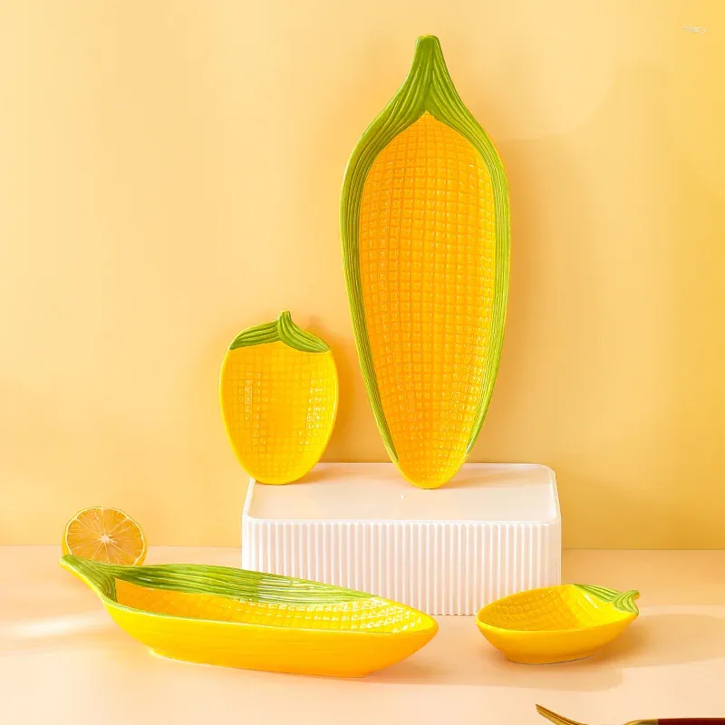 Plates Creative And Cute Cartoon Corn Plate Household Ceramic Fruit