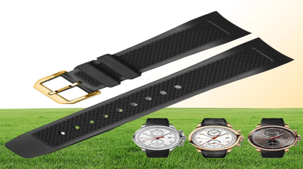 Banda de relógio de borracha preta de 22 mm para IWC português IW390209 Assista Silicone Strap1475563