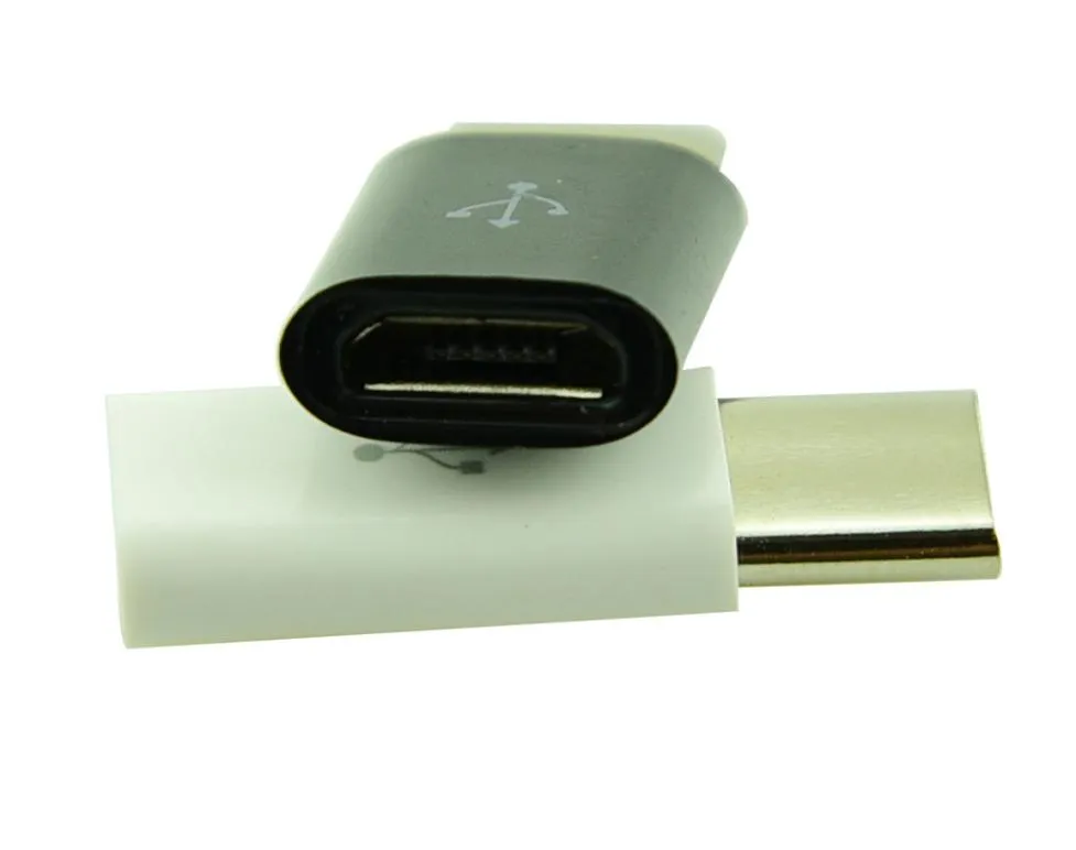 V8 Micro USB Porta feminina para TypeC Conversor de adaptador de porta masculina Conector preto branco para hua wei xiao mi notebook Pad 100pcs7797267