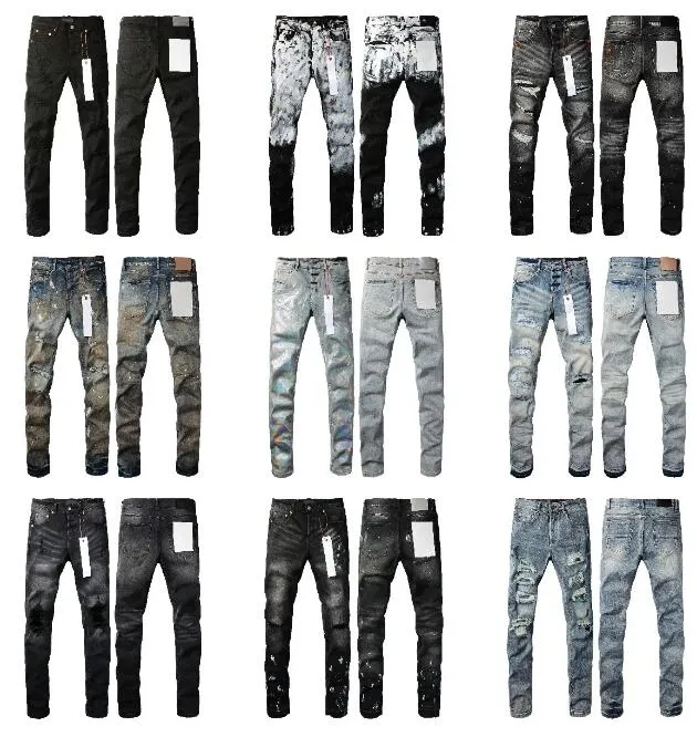 Lila Jeans Designer Jeans Männer Hip Hop Hole Hosen Vintage Luxus Punk Punktmuster Herren Purple Hosen Retro Purple Marke Jeans Luxus Jeans Größe 28-40