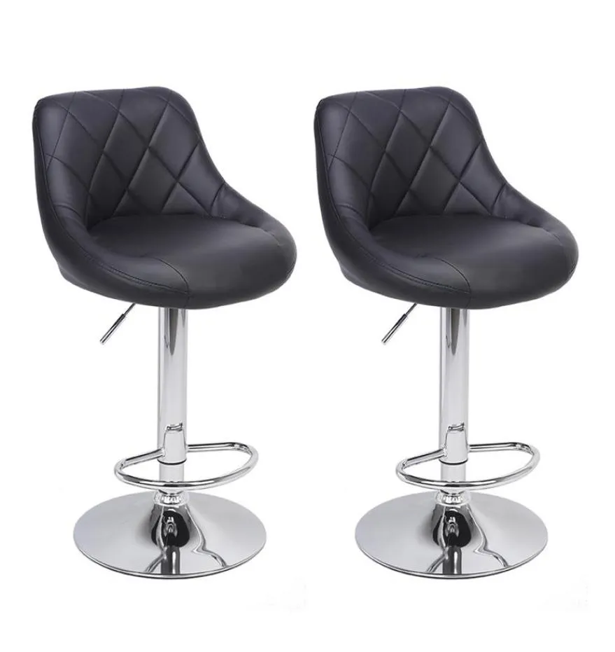 Waco Modern Bar Stools High Tools Type 2pcs Регулируемый стул диск Rhombus Backrest Design Dining Counter Стулья Black286m5701647