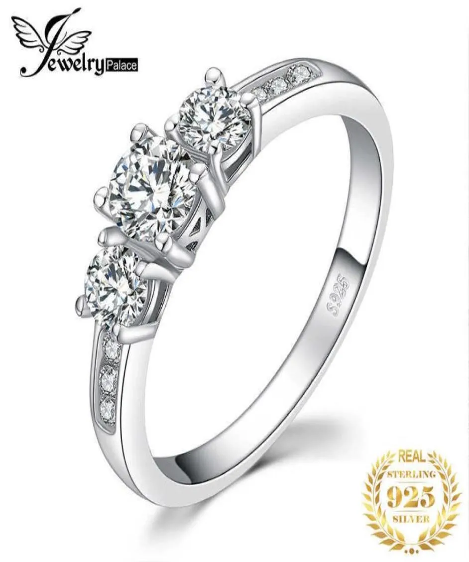 JewelryPalace 3 Stone CZ Engagement Ring 925 Sterling Silver Rings for Women Anniversary Ring Wedding Rings Silver 925 Jewelry X077293779
