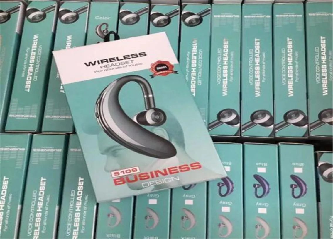 S109 Bluetooth Earphones Trådlösa hörlurar Örkrok med Mic Hands Business Driver med detaljhandelspaket DHL6363605