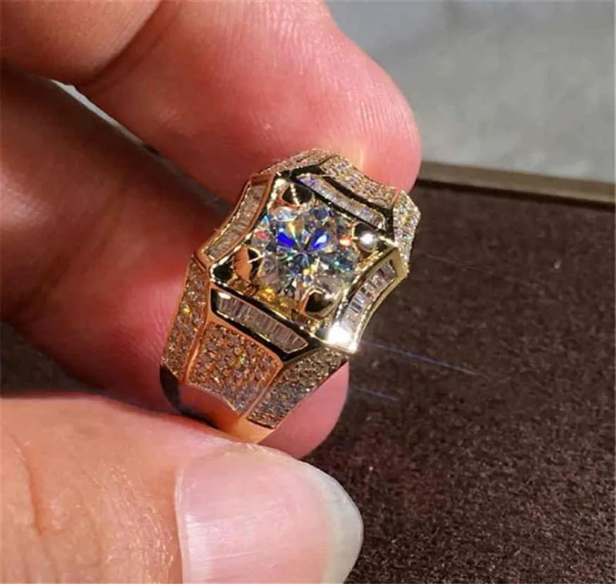 14K Gold 3 Karaty Diamentowy pierścionek dla mężczyzn Rock 14k Gold Biżuteria Anillo Esmaltado Silver 925 Biżuteria Bague Diamant Bizuteria Pierścienie LJ25617817