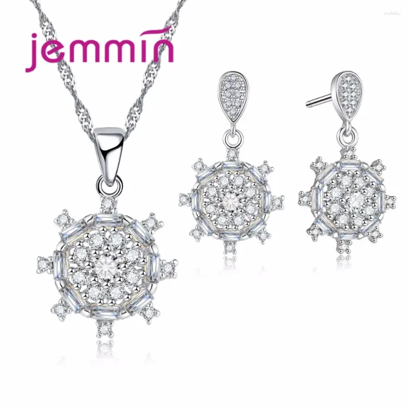 Orecchini di collana impostati in particolare gioielli di fiori puri 925 collana in argento sterling/orecchini per donne festa di matrimonio bojiux