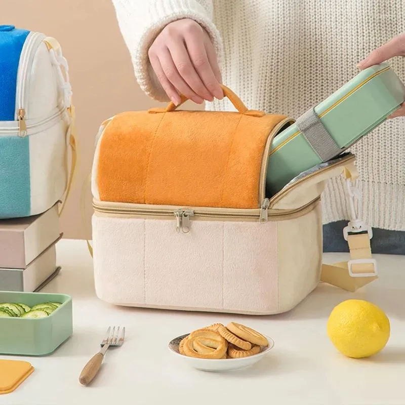 Depolama Çantaları Çift Katmanlı Piknik Çanta Tostu Koku Kalın Yalıtım Öğle Yemeği Bento Tek Olubun Taşınabilir Elde İle Kutu