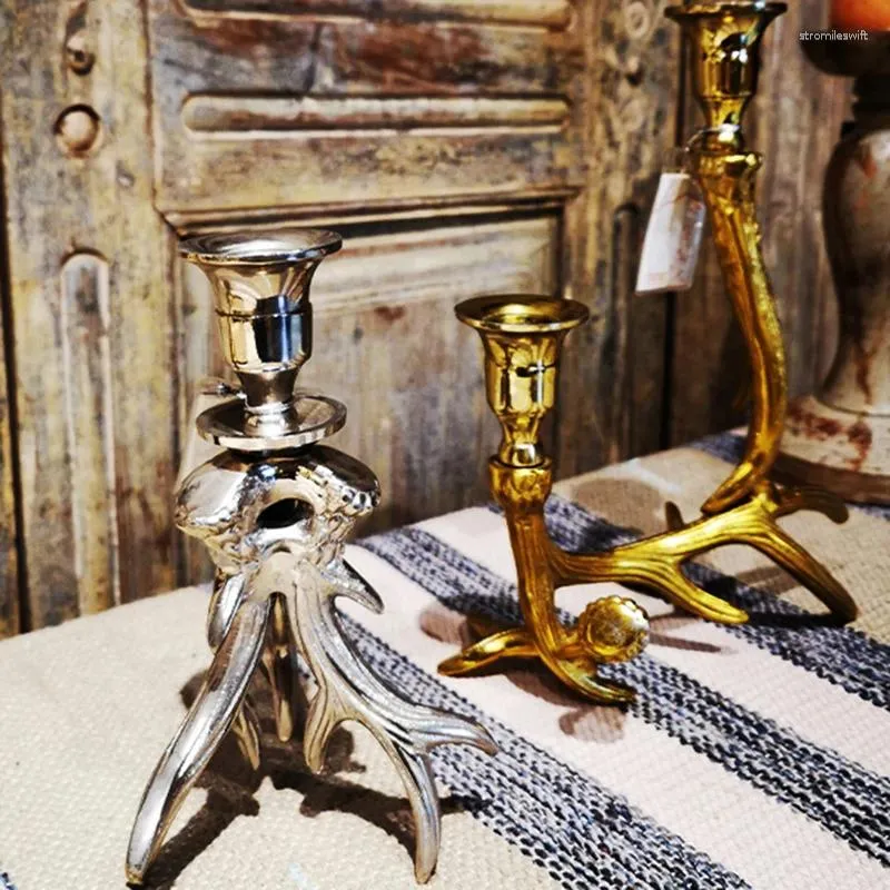 Portabandine oro supporto creativo di lusso in metallo europeo vaso retrò centrotavola rustica bougeoir mariage decorazione domestica