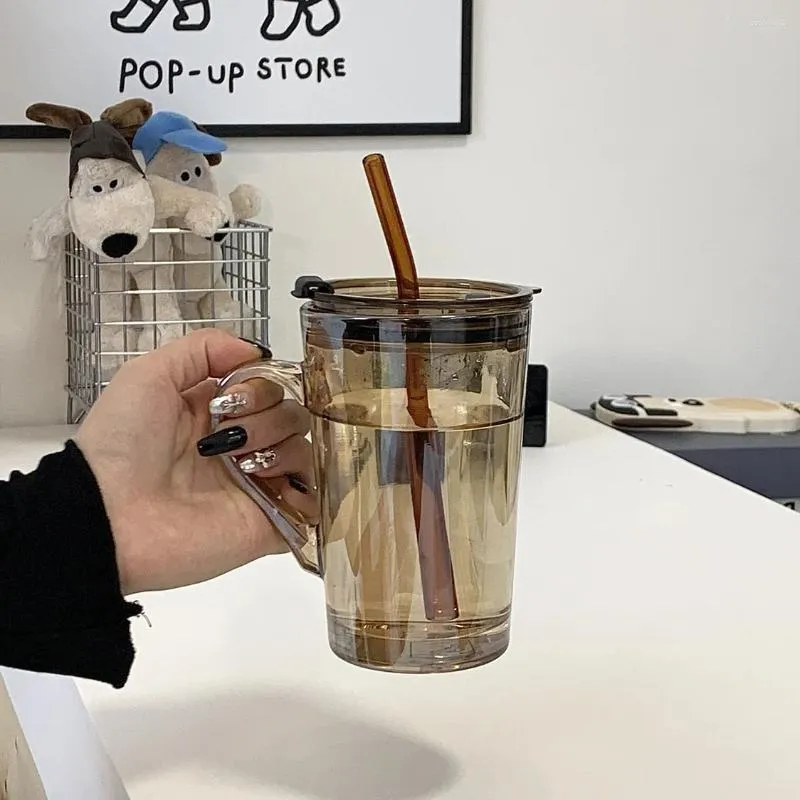와인 안경 고 가치 단순한 투명한 밀짚 유리 물 컵 소녀 커플 홈 마시는 사무실 주스 음료 커피 디자인 감각