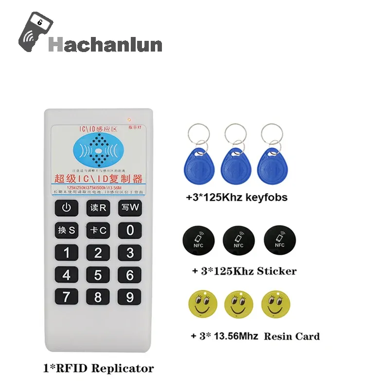 RINGS RFID Handhållen 125KHz13.56MHz Programmerare Kopiera duplicator Cloner KeyChain Badge Tag NFC ID/IC -kortläsare Skrivarkortdräkt