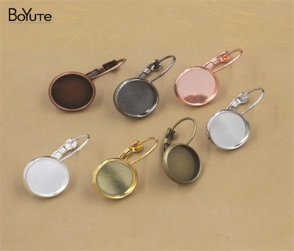 BoYuTe 50Pcs 7 Colors Plated Round 12 18 20 MM Cabochon Base Earring Blanks Diy Jewelry Findings Components1534046