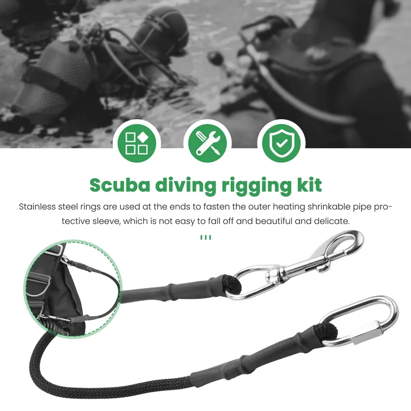 Scuba Diving Rigging Kit Elastic Rope with Snap Hook for Underwater ...