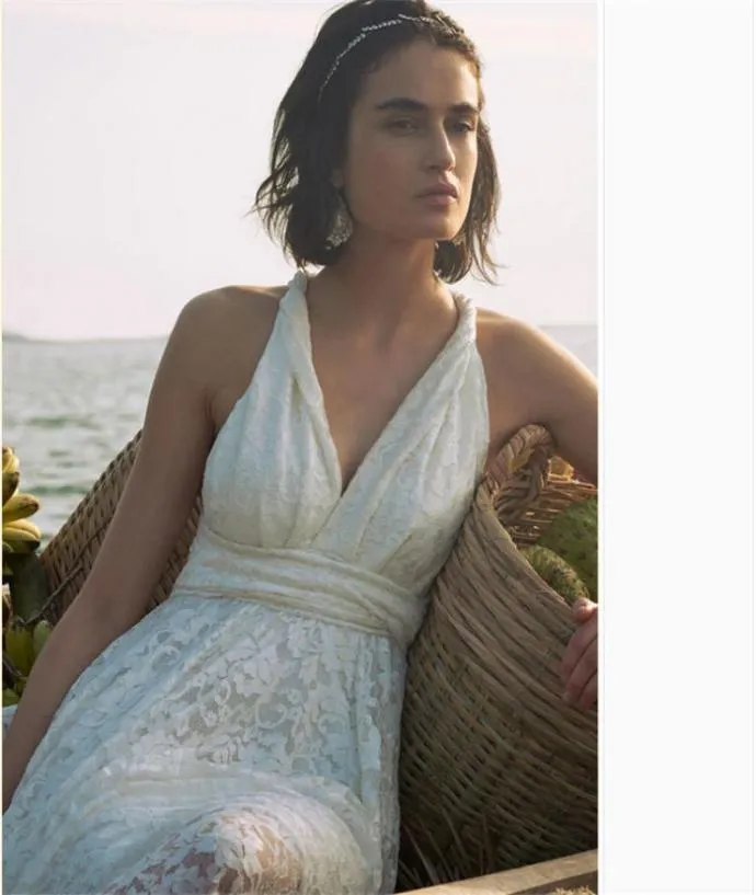 Empire Sexiga strandbröllopsklänningar online billiga vackra bröllopsklänningar plus storlek full spets brudkläder vestidos de novia8589154