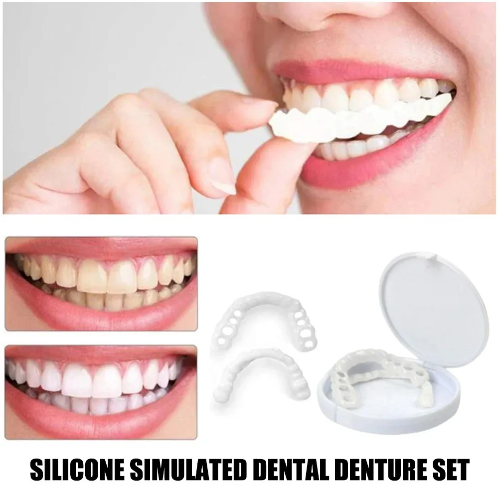 Les dents ajustées parfaites blanchissantes fausses de dents couvercles capillons Silicone UpperLower mâchoire dentaire fausses places de dents retrouver un sourire confiant 240412